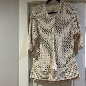 LOFT Beach Ivory Open Knit top